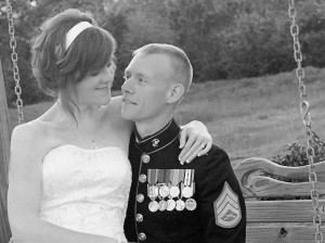 Ashley and Jeremiah Gettler, shortly after their wedding provided by Operation Marry Me Military.