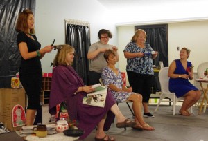 The cast of 'Steel Magnolias', l. to r.: Truvy (Katherine Wooten), M'Lynn---seated (Cheryl Evans), Annelle (Beth Strickland), Clairee--seated (Debbie Skillman), Ouiser (Sherrill Jolly, and Shelby (Kate Cook). Courtesy photo