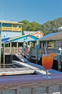 A view of the back decks of Fishy Fishy Cafe from the long dining deck. Photo by Bethany Turner.