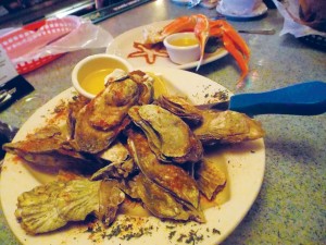 Steamed oysters and crab legs from Turtle Island Restaurant and Catering. Photo by Rebecca Jones