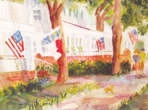 Nancy Schulte, an artist who transplanted to Southport from Atlanta, enjoys painting outdoors often. She created this watercolor during the city's last Plein Air Paint Out. Courtesy photo