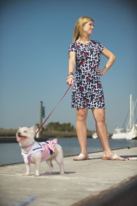 On model Mellinee Hunt: Anchor dress by Hatley, $64.95; handmade semi-precious stone bracelets, $30-$88; and top right: Quarterdeck Port to Port Tote by Spartina 449, $152; all from Boo & Roo's (303 N. Howe St., 910-363-4275).