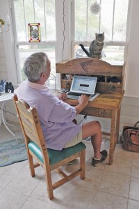 The desk was a gift from their children, a hand-carved relic. Photo by Bethany Turner