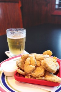 Fried pickles served with ranch. 