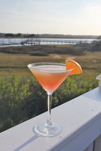 The sunset martini features a blend of Absolut Mandarin vodka, Cointreau, and orange and cranberry juices.