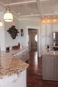 Plenty of kitchen counter space is highlighted with unique granite. Photo by Bethany Turner